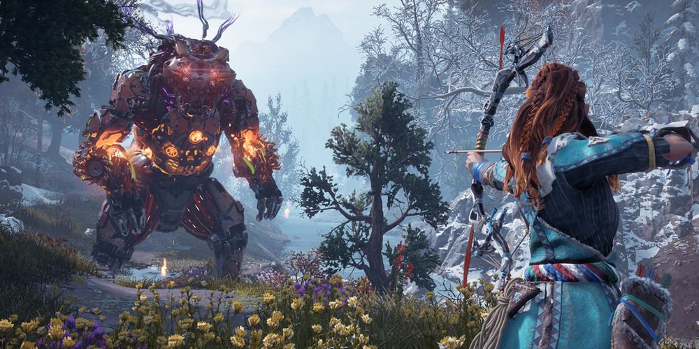 Horizon Zero Dawn The Frozen Wilds aiming bow