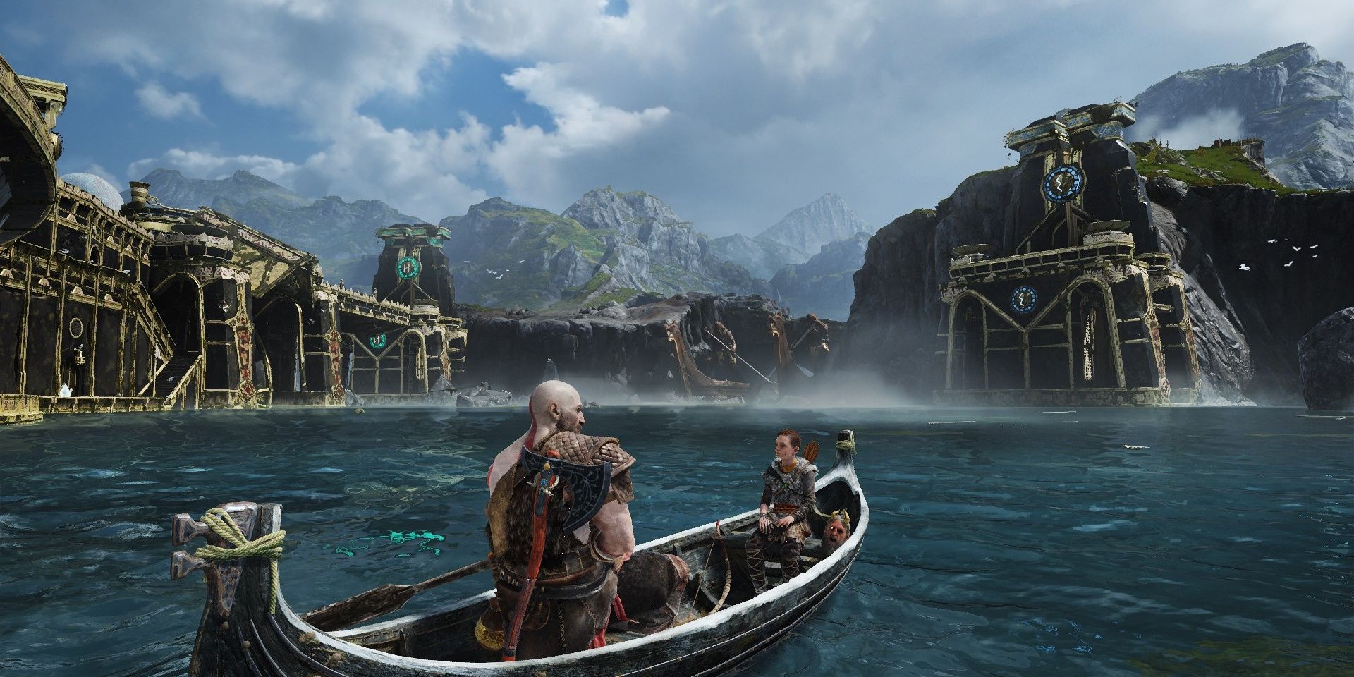 Kratos and Atreus in boat