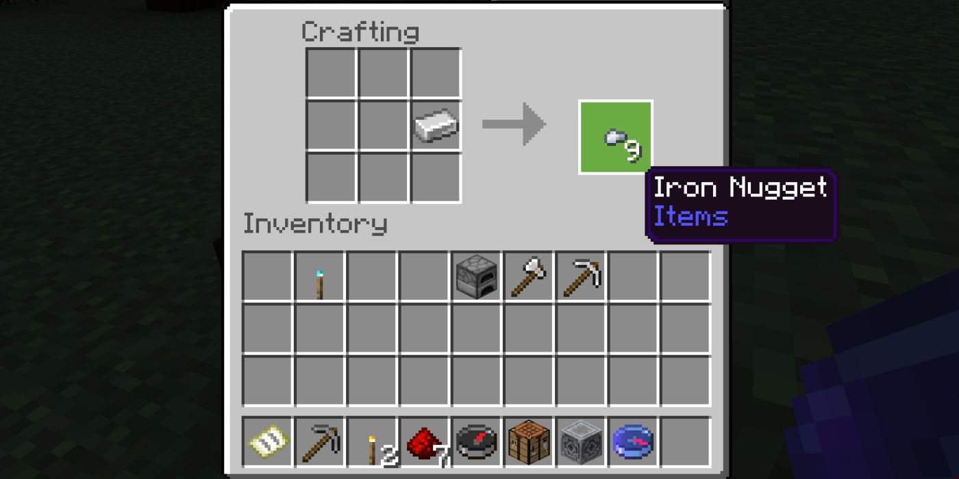 Screenshot Minecraft Iron nugget Recipe