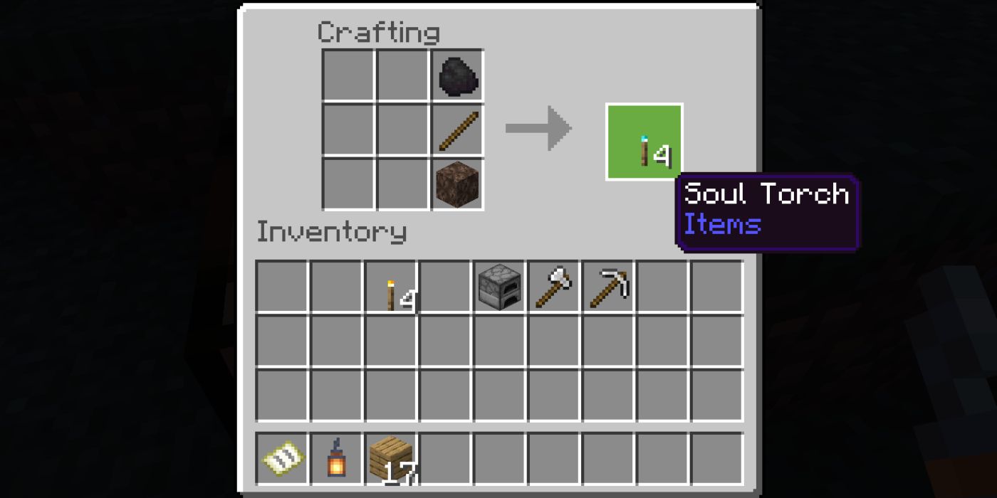 Minecraft Screenshot Soul Torch Recipe