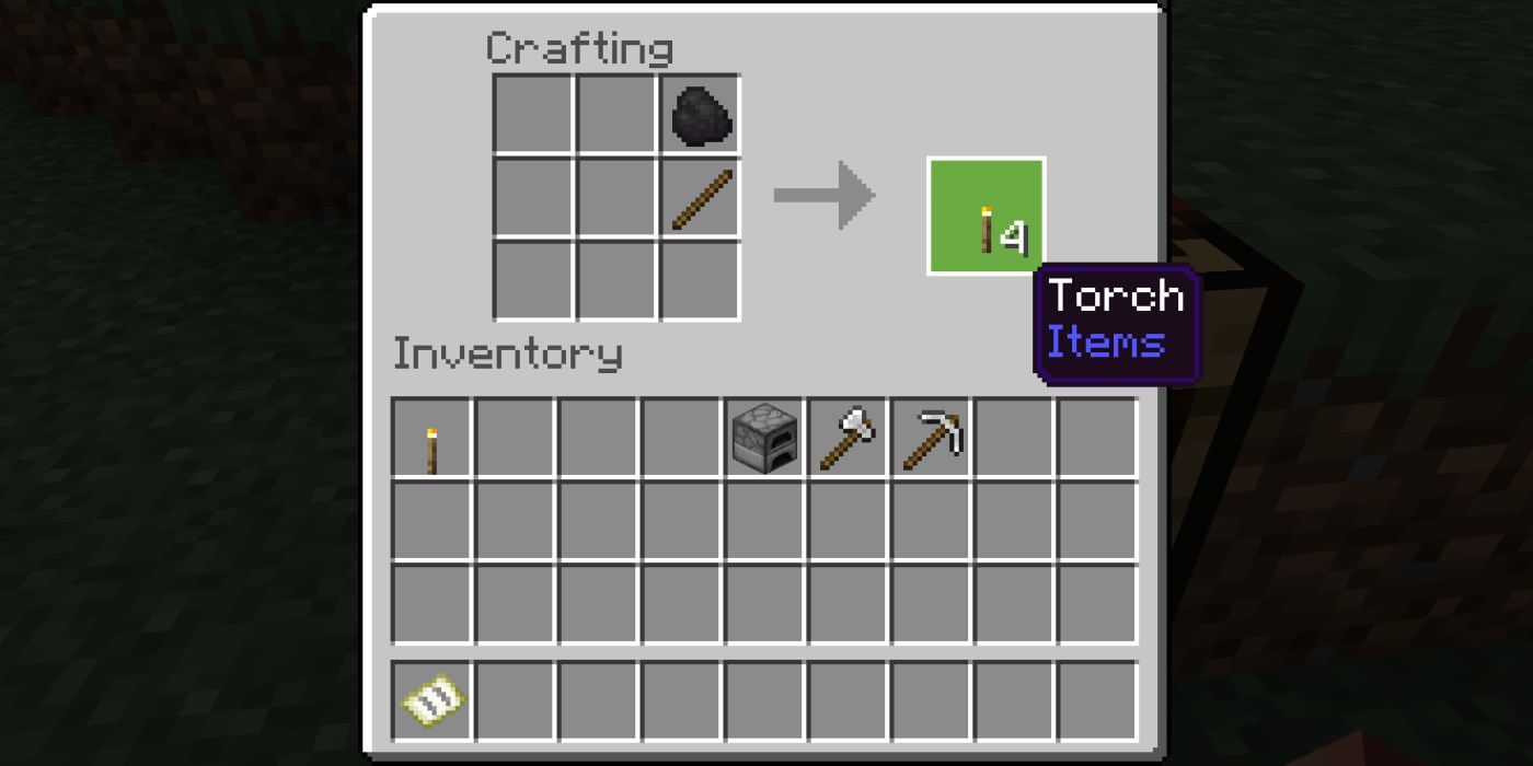 Minecraft Screenshot Torch Recipe