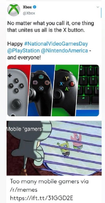 Xbox Official Twitter Account Tweet controller meme