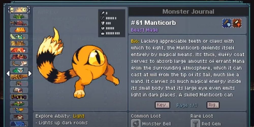 Manticorb Journal Monster Sanctuary