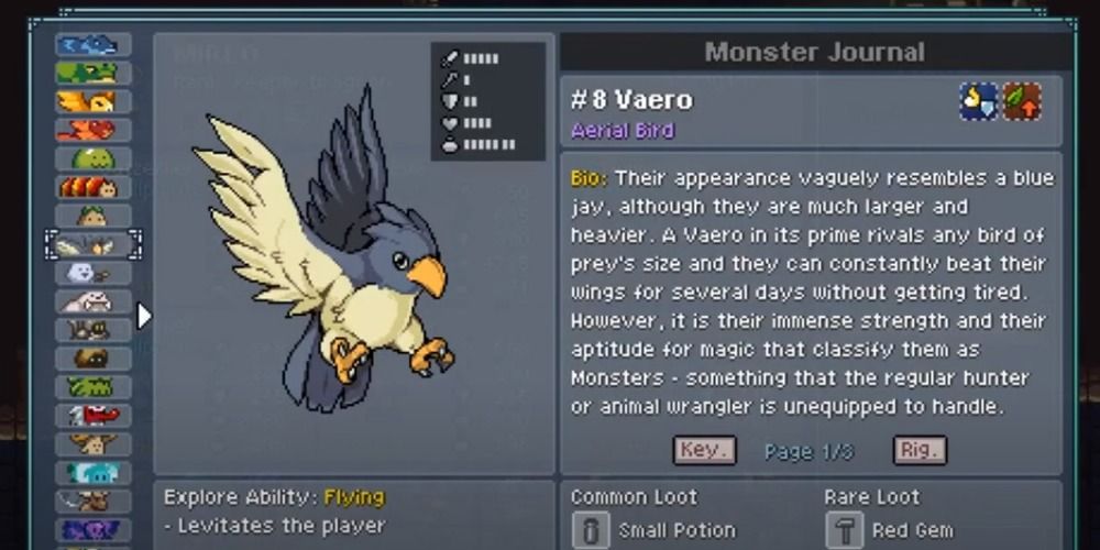 Vaero Journal Monster Sanctuary