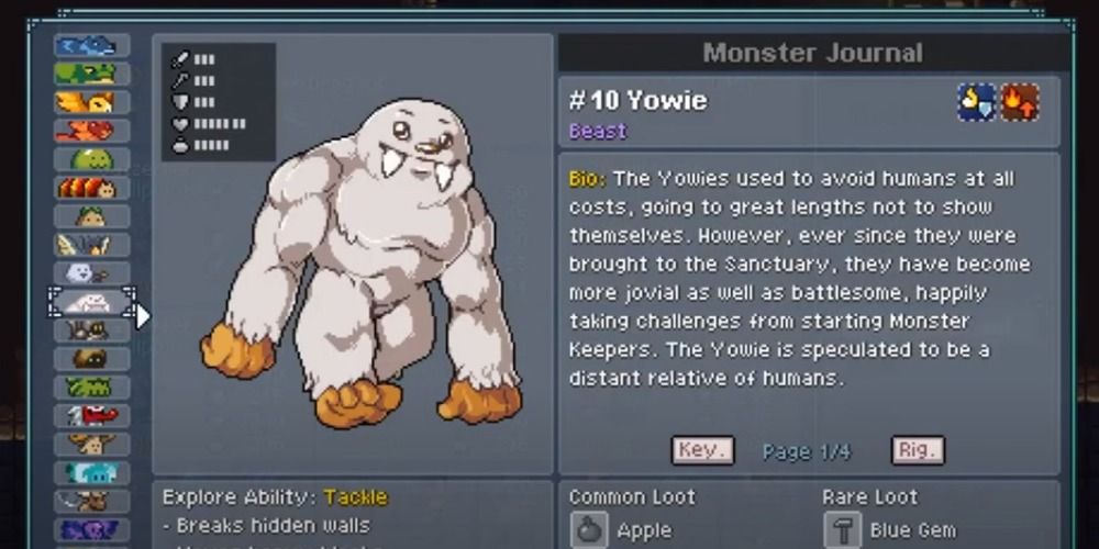 Yowie Journal Monster Sanctuary