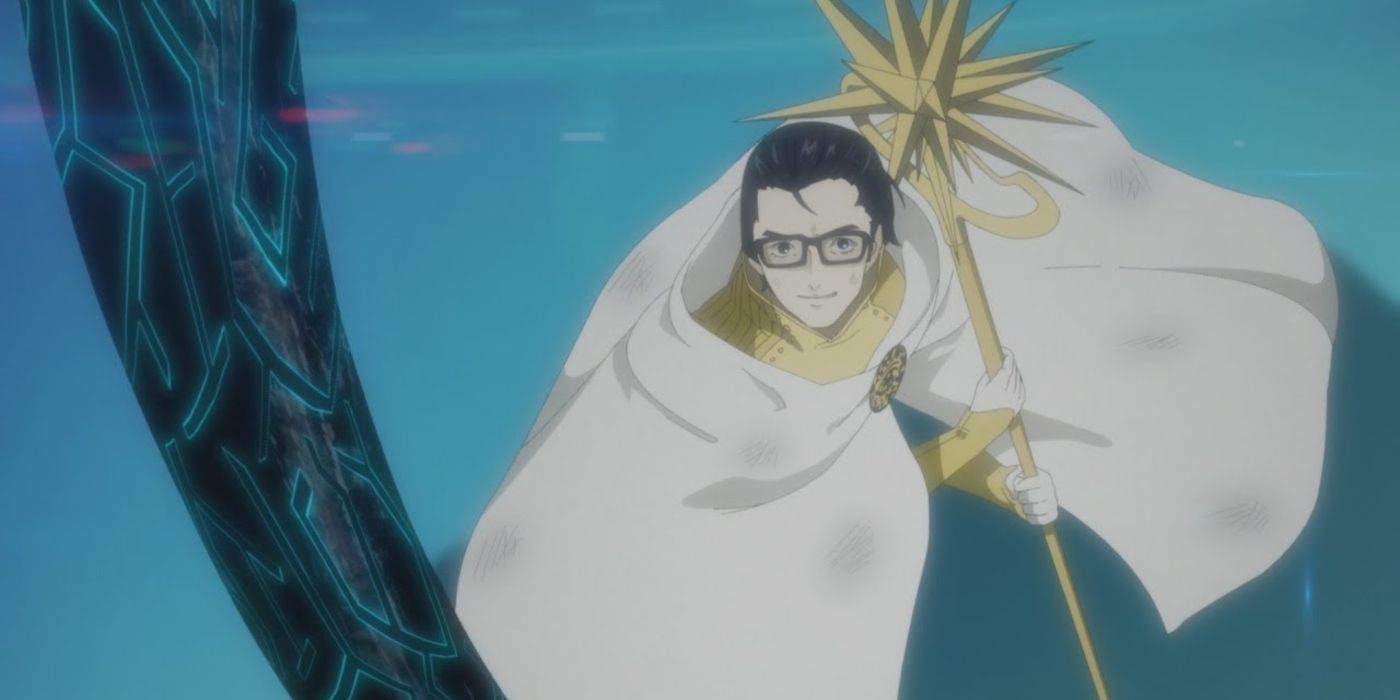 Maruki uses his persona in an animated cutscen of Persona 5: Royal