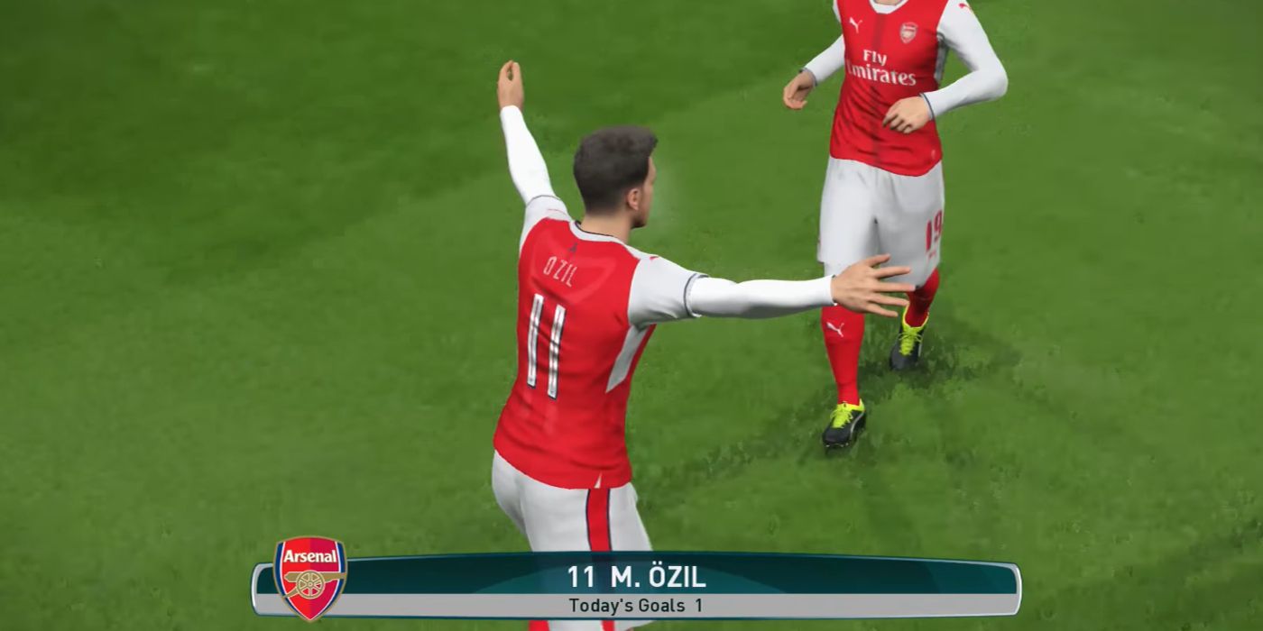 Screenshot Pro Evolution Soccer 2017 Ozil Celebrating Goal