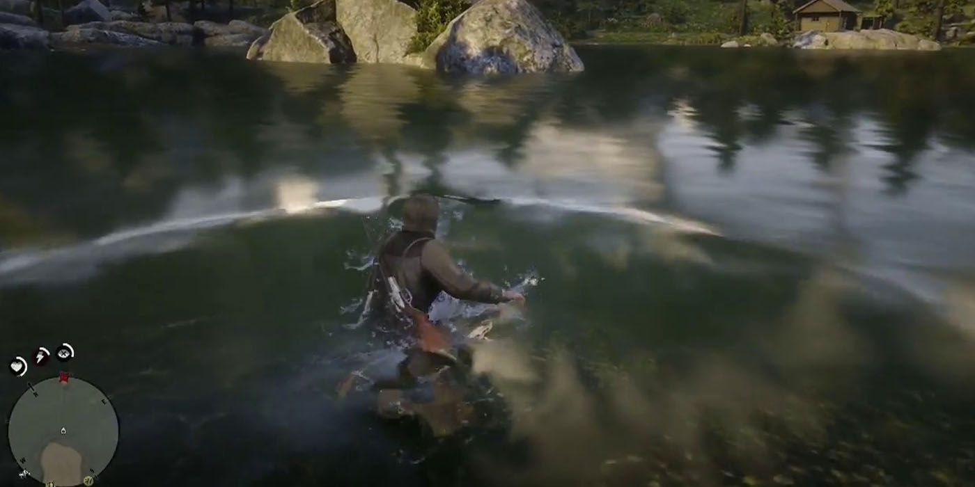 Red Dead Redemption 2 Arthur Morgan swimming