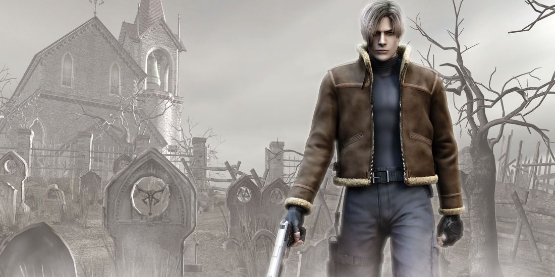 Leon from Resident Evil 4 in a graveyard