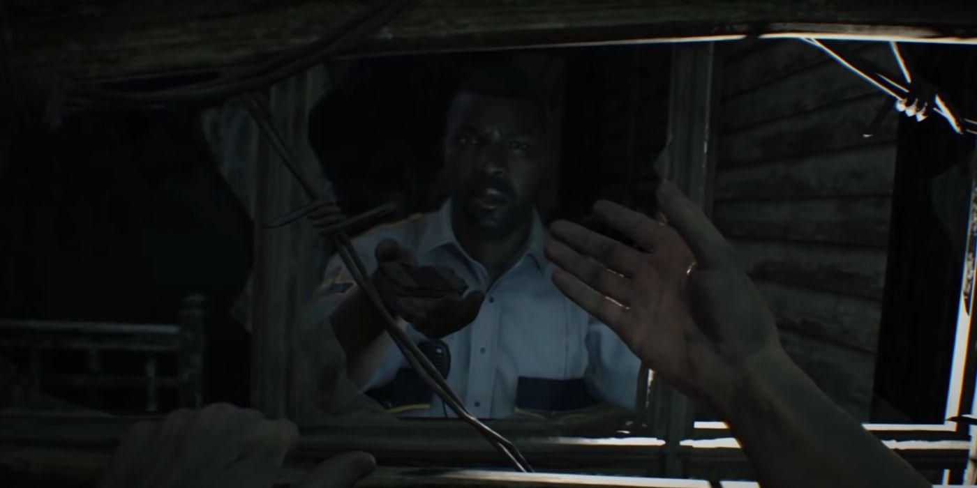 Resident Evil 7 Screenshot Deputy Giving Ethan Pocket Knife
