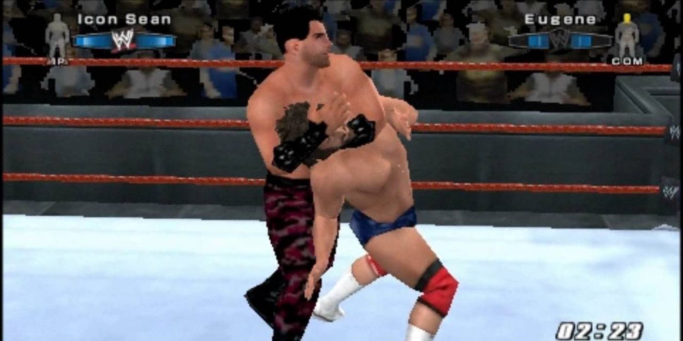 A custom superstar fight Eugene in the PSP version of SD vs. Raw 2006