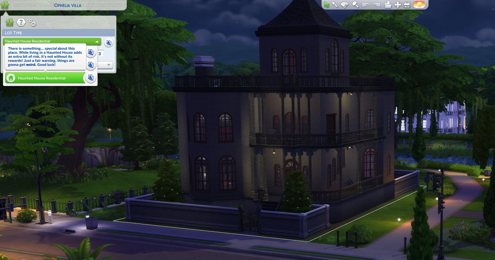 The haunted house lot trait on the goths house