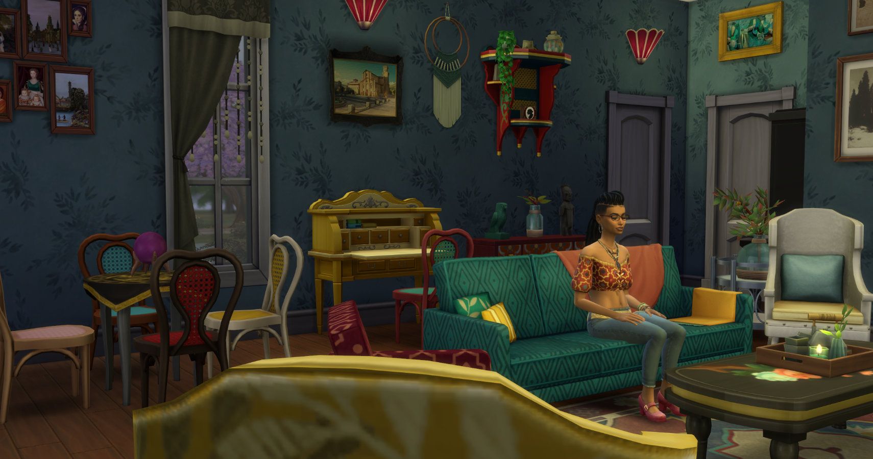 A sim sat in a newly furnished lounge.