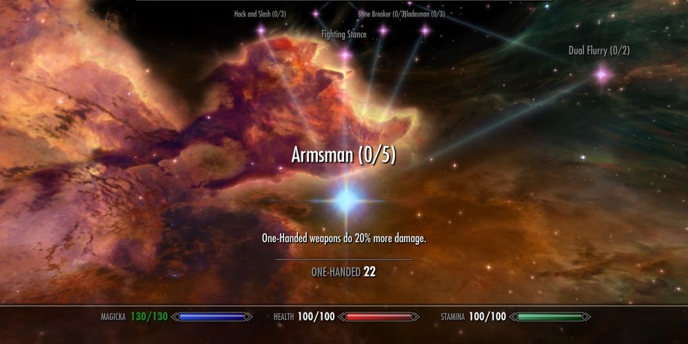 Skyrim Armsman Perk In Skill Screen