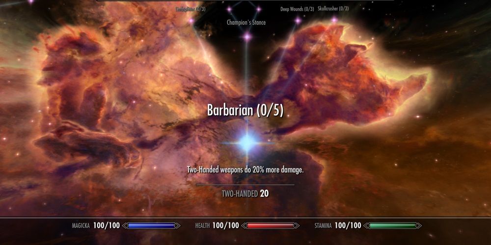 Skyrim Barbarian Perk In Skill Screen