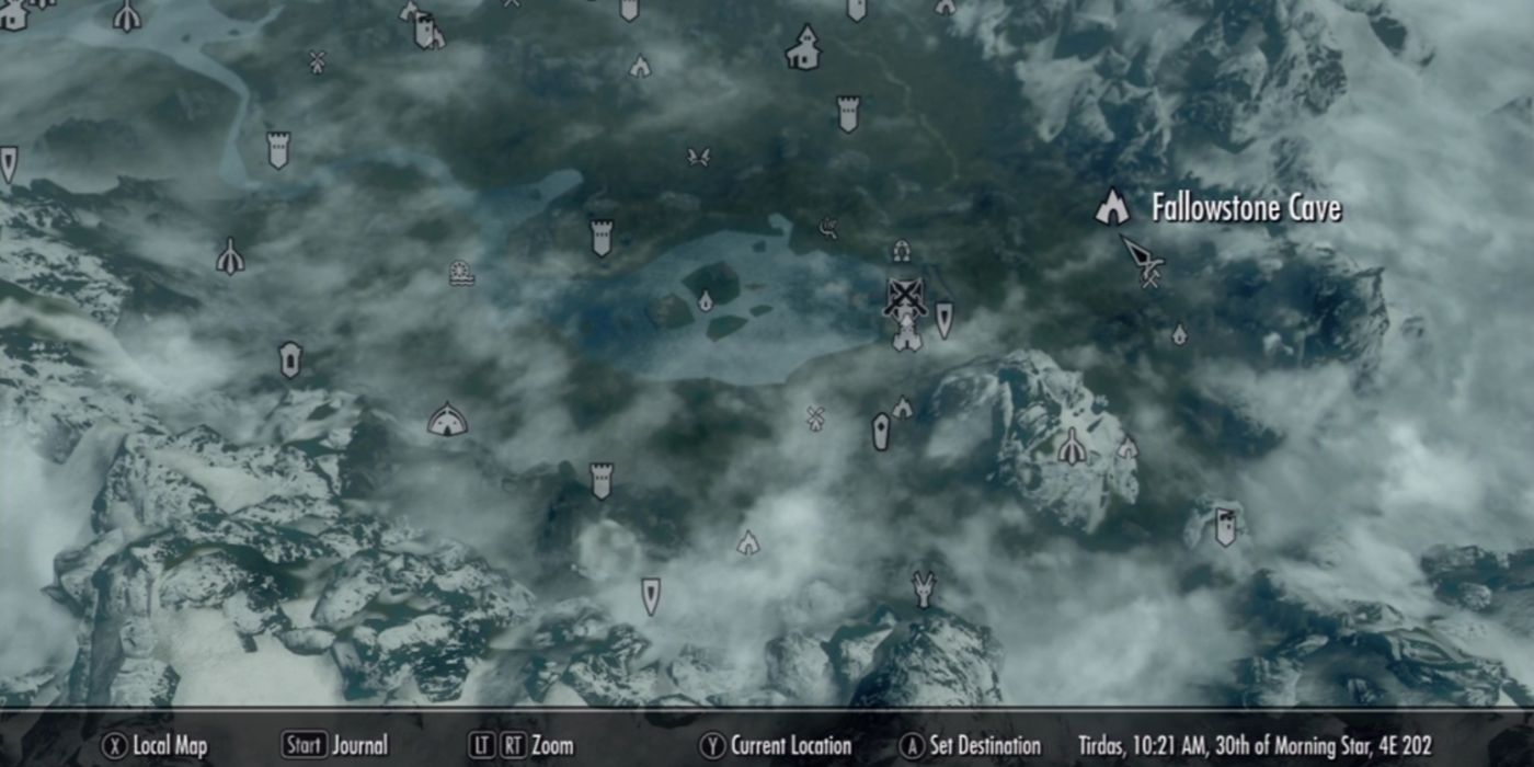 Skyrim Fallowstone Cave on the map
