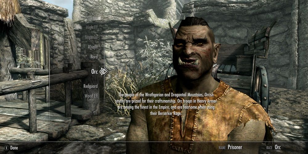 Skyrim Orc In Character Creation Screen