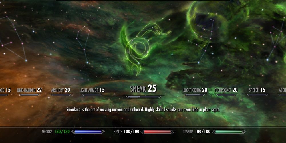 Skyrim Sneak Skill In Skill Screen