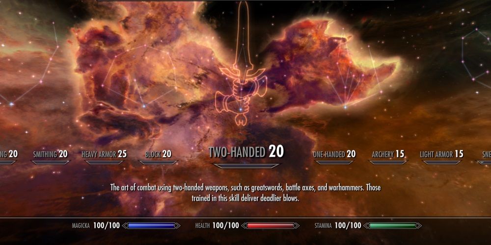 Skyrim Two Handed Skill In Skill Screen