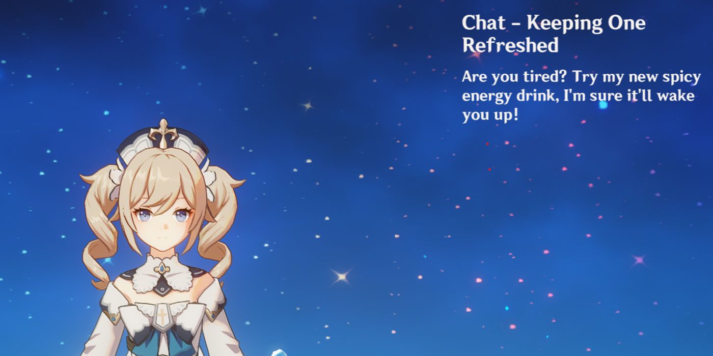 Genshin Impact: One Of Barbara's Chat Lines, Where She Talks About A &quot;Spicy Energy Drink&quot;