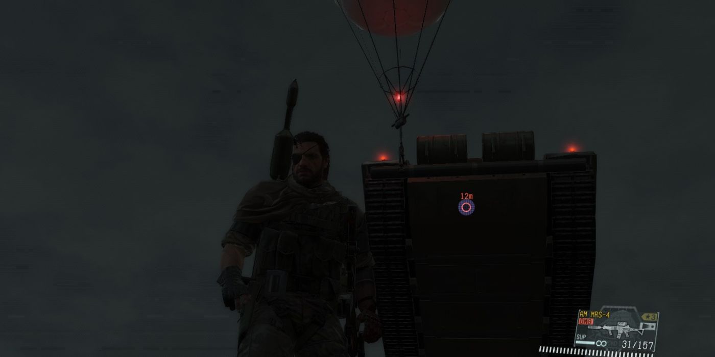 Metal Gear Solid 5: Phantom Pain, Snake Relaxing After Attacking An Entire Tank To A Fulton Balloon