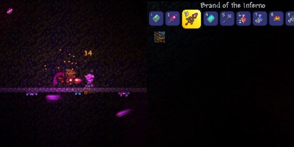 terraria brand of the inferno equipped