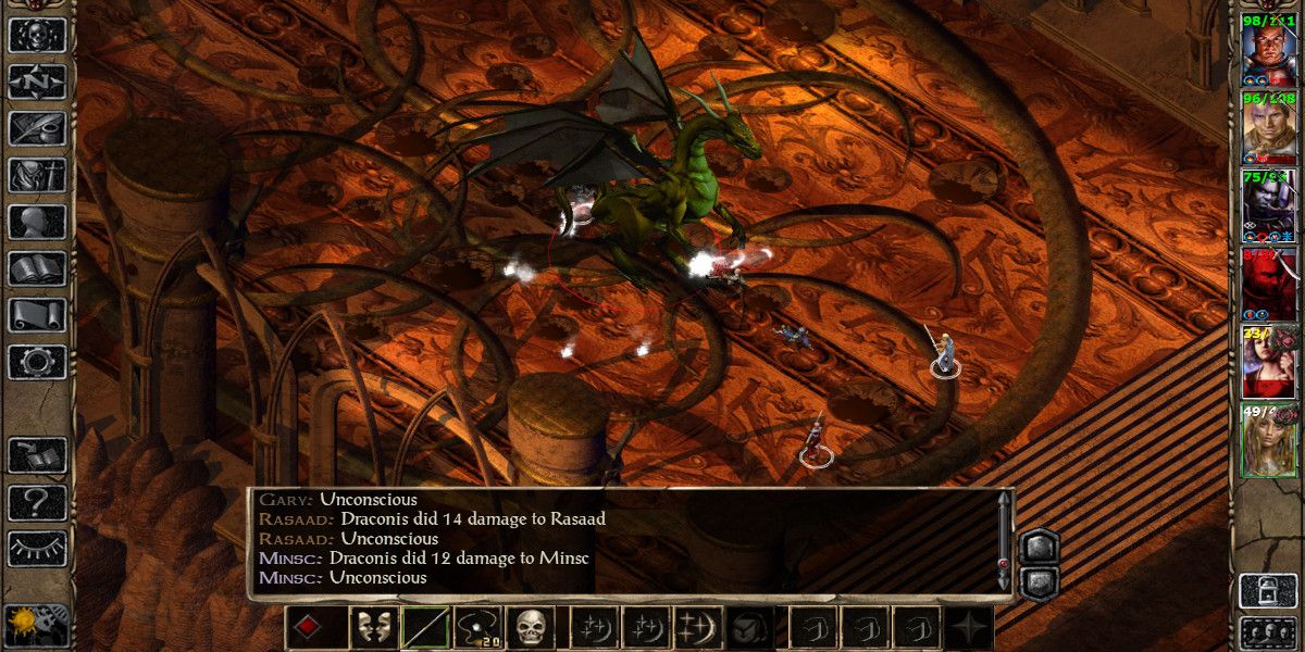 A screenshot of a battle in Baldur's Gate Throne of Bhaal