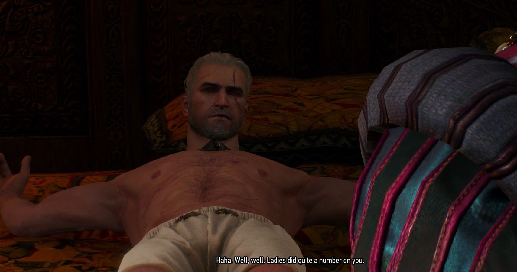 Geralt chained to bed saved by Dandelion Triss and Yenefer romance