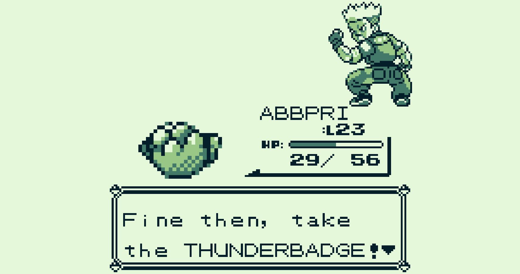 Screenshot of the moment that Twitter collectively won the Thunderbadge in Pokemon Red