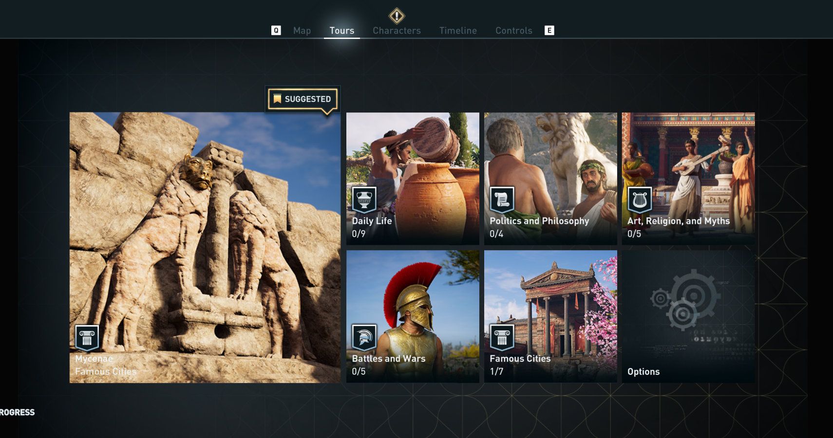 discovery tour menu in assassins creed odyssey