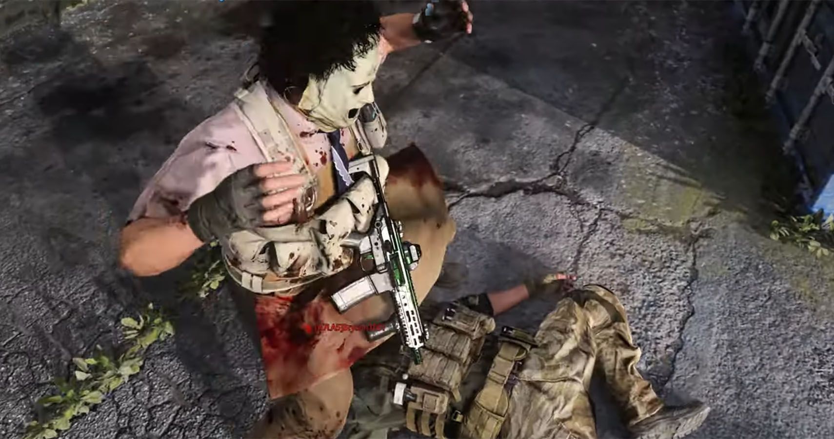Screenshot of leaked teabagging finisher in Call of Duty