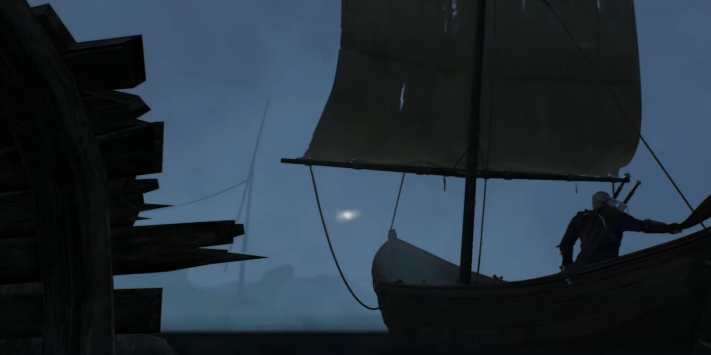 Ведьмак 3 Скриншот Геральт вслед за Светлячком на Острове Туманов