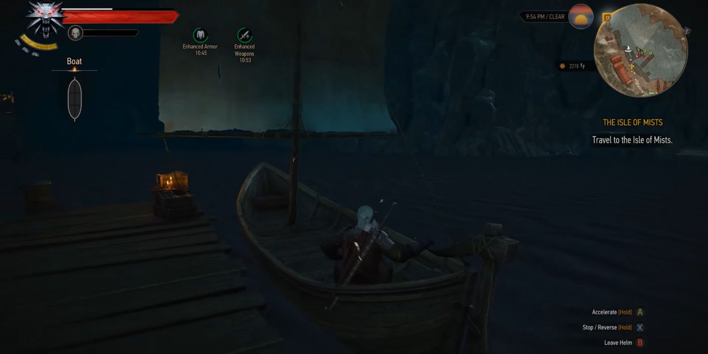 Ведьмак 3 Скриншот Геральт сидит в лодке