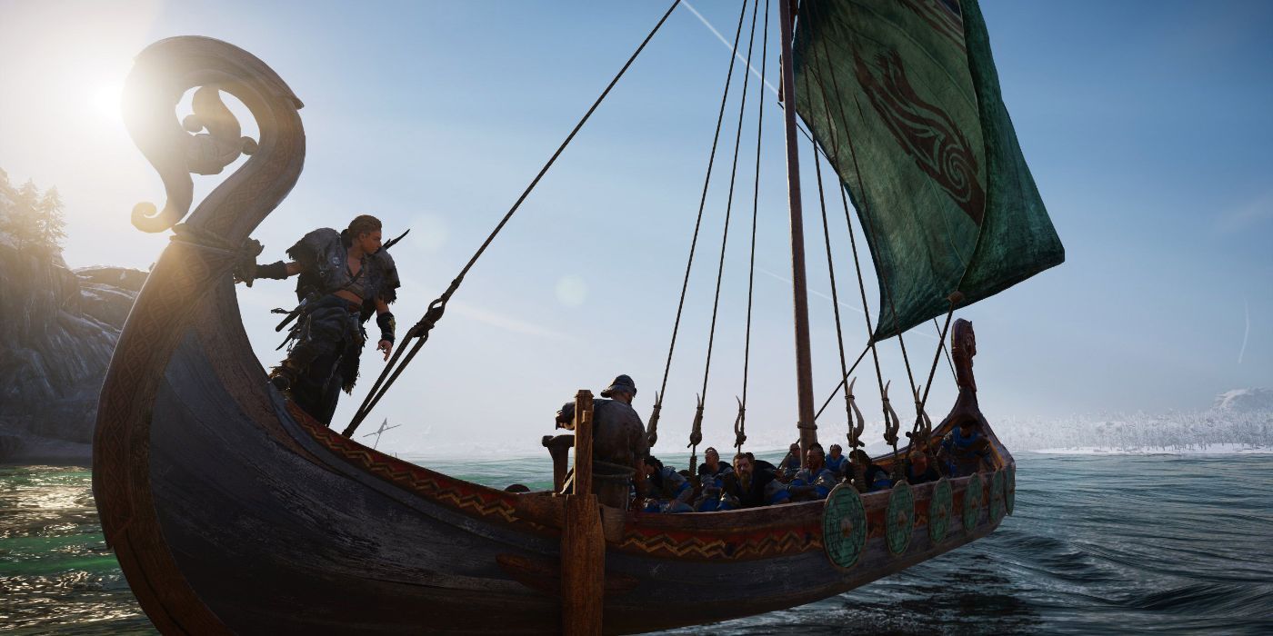 Eivor captains their ship in AC: Valhalla