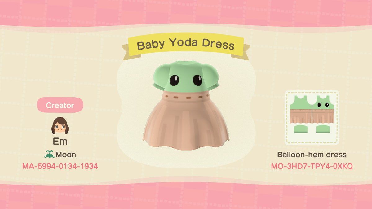 Animal Crossing: New Horizons Codes For Baby Yoda Designs