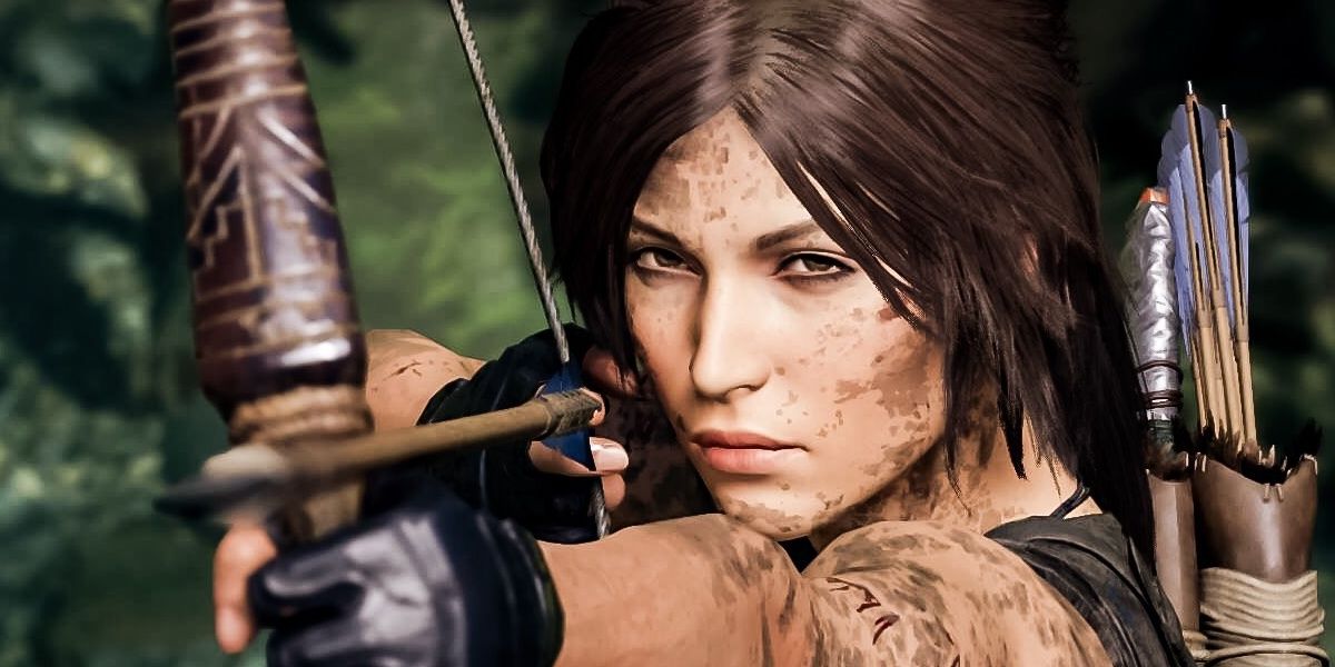 Lara croft using a bow