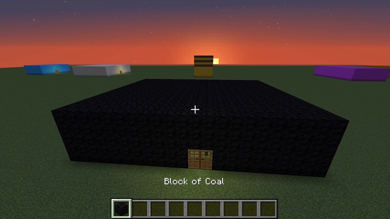 a large flat house in minecraft made entirely of coal blocks