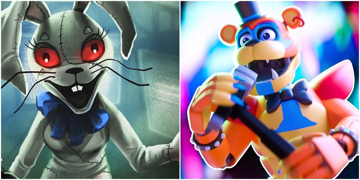 Vanny and Glamrock Five Nights At Freddy's split image