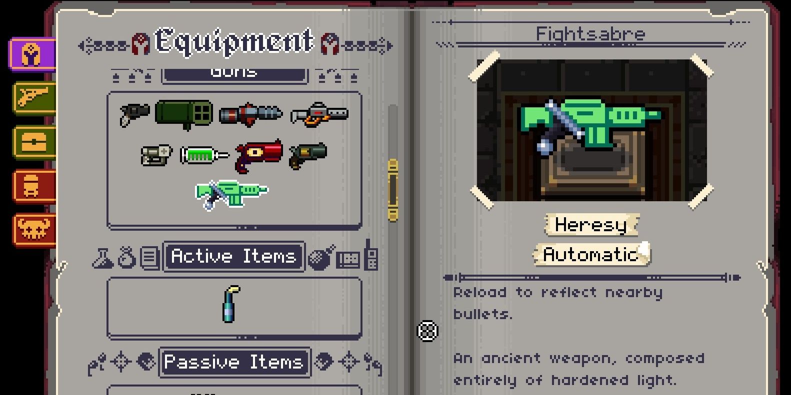 ammonomicon entry for the fightsabre gun in enter the gungeon