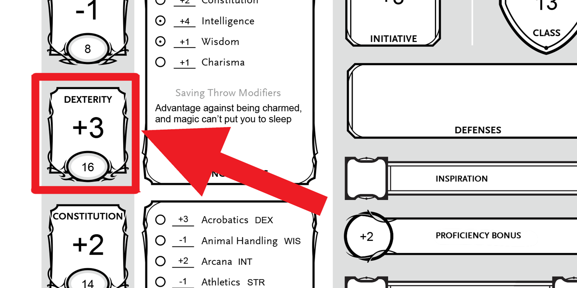 dnd character sheet modifiers