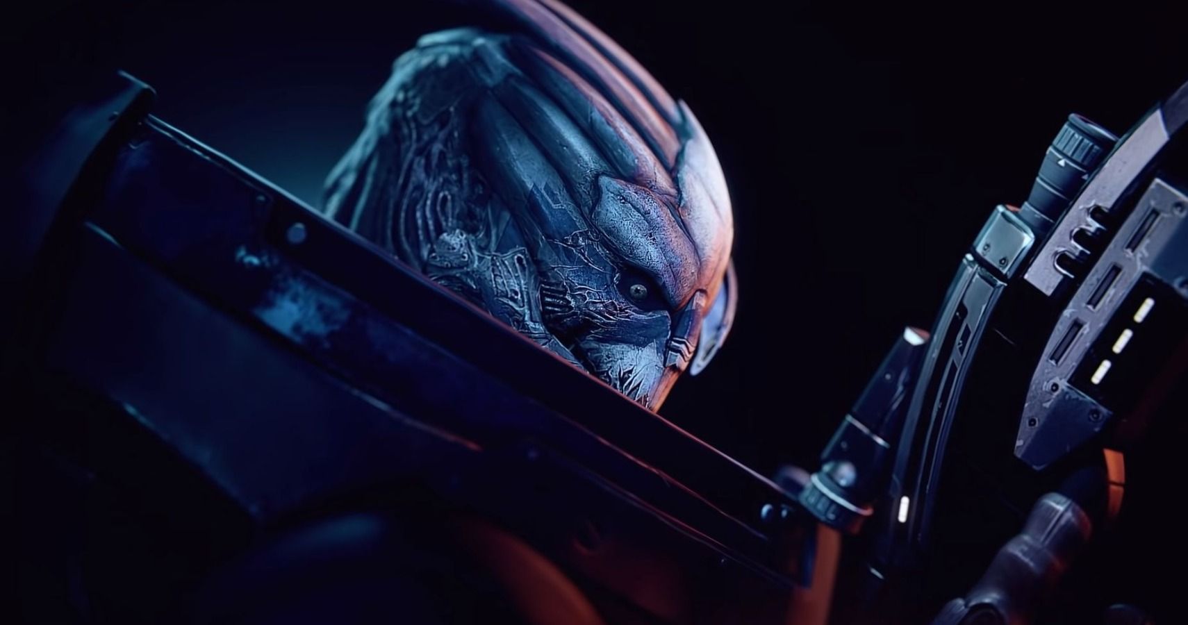 Close up of Garrus face from the side.