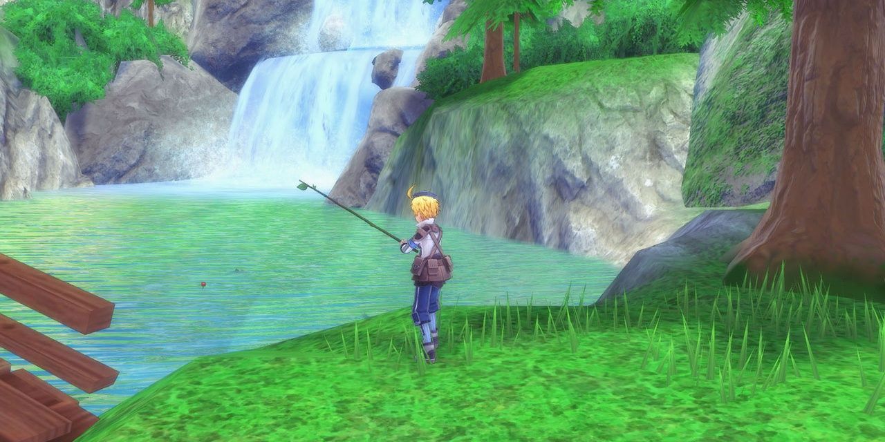 Screenshot Of Rune Factory 5 Character Fishing Gameplay