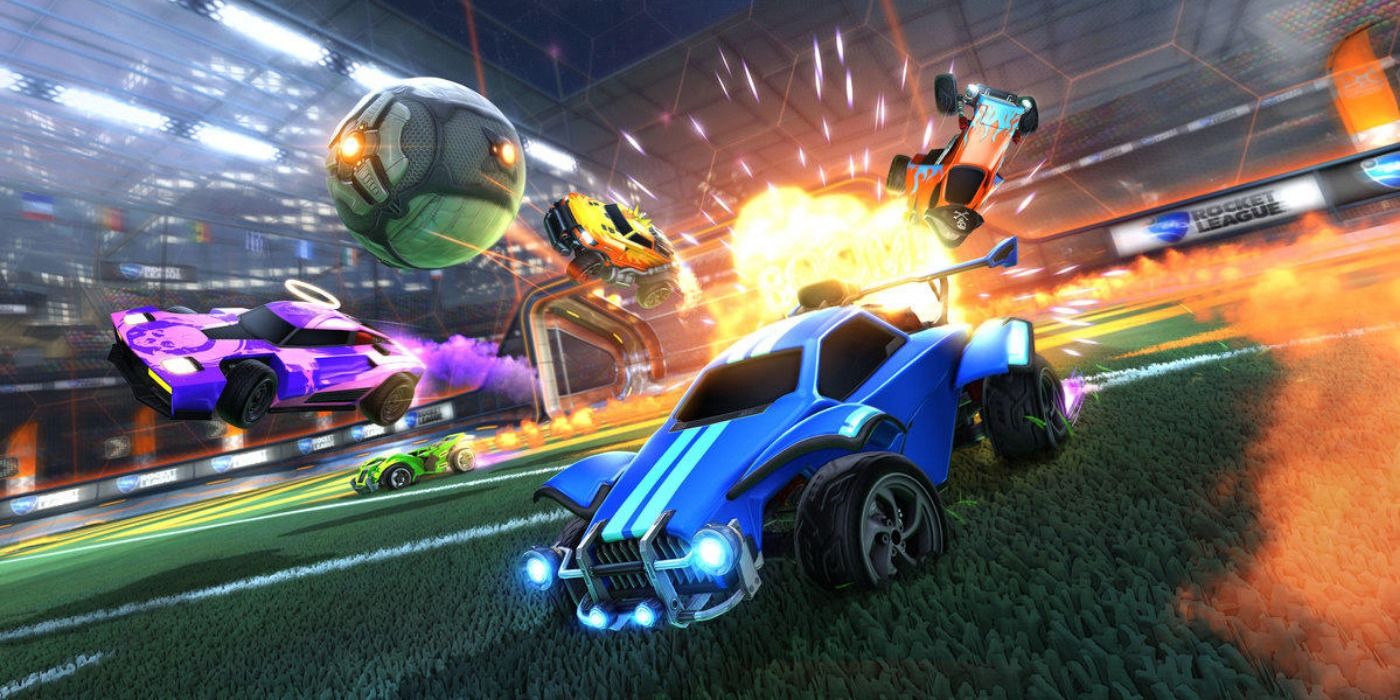 A screenshot showing gameplay in Rocket League