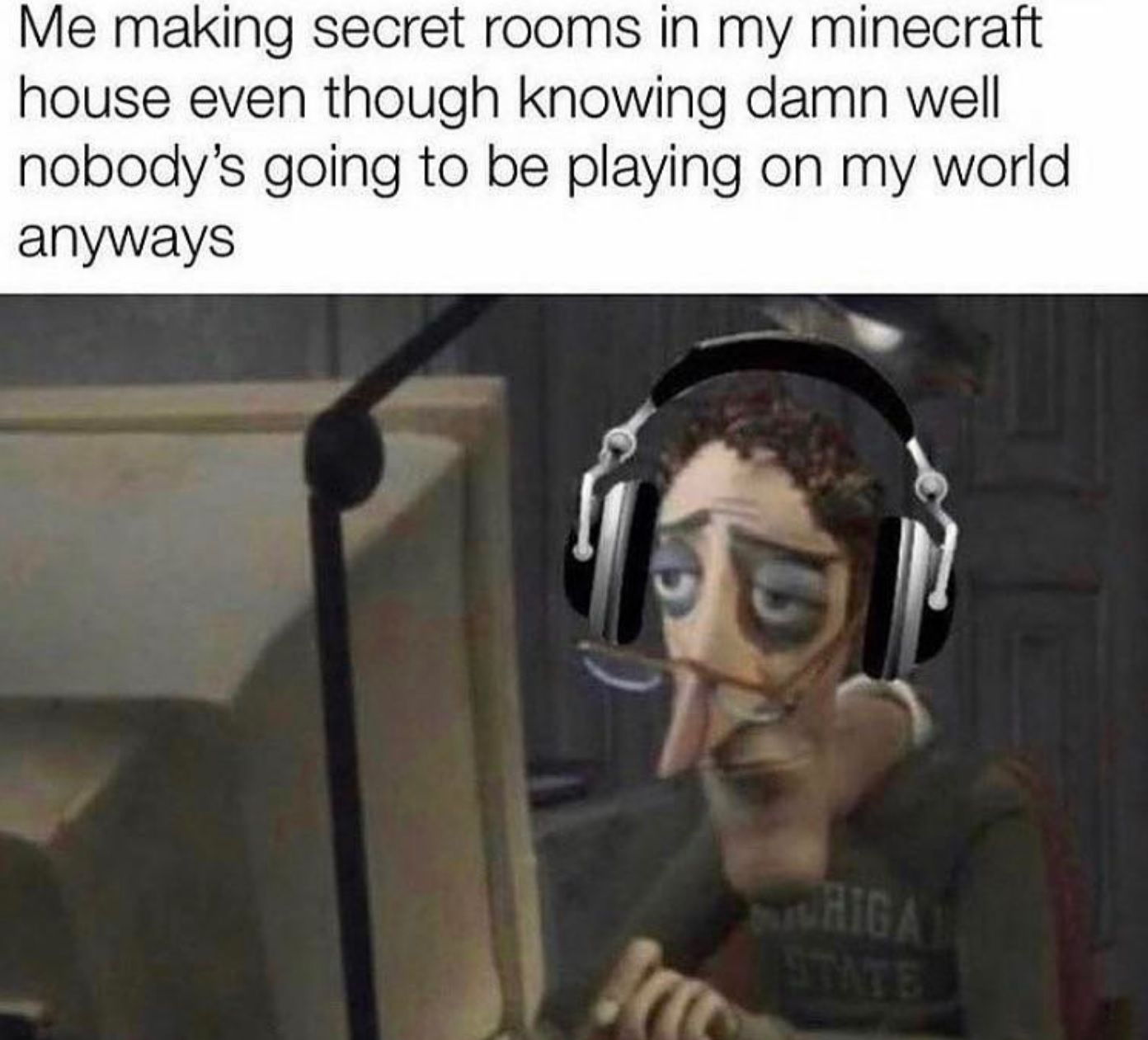 secret rooms in minecraft world meme