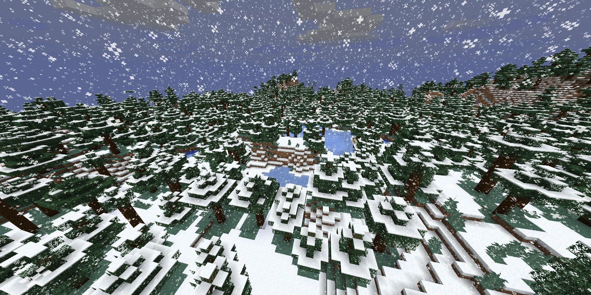 Minecraft snowfall in a tundra.