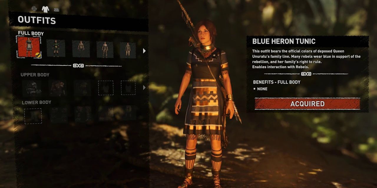 The Blue Heron Tunic outfit in Shadow of the Tomb Raider