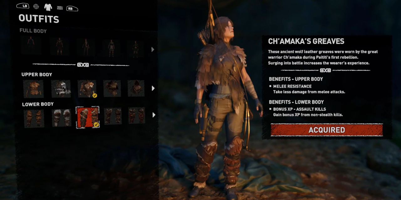 The Ch'amaka's Greaves outfit in Shadow of the Tomb Raider