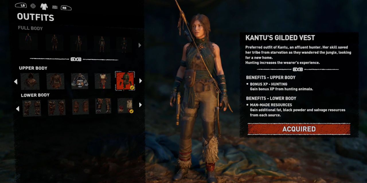 The Kantu's Gilded Vest outfit in Shadow of the Tomb Raider
