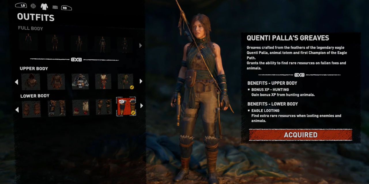 The Quenti Palla's Greaves outfit in Shadow of the Tomb Raider