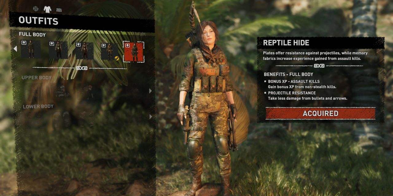 The Reptile Hide outfit in Shadow of the Tomb Raider